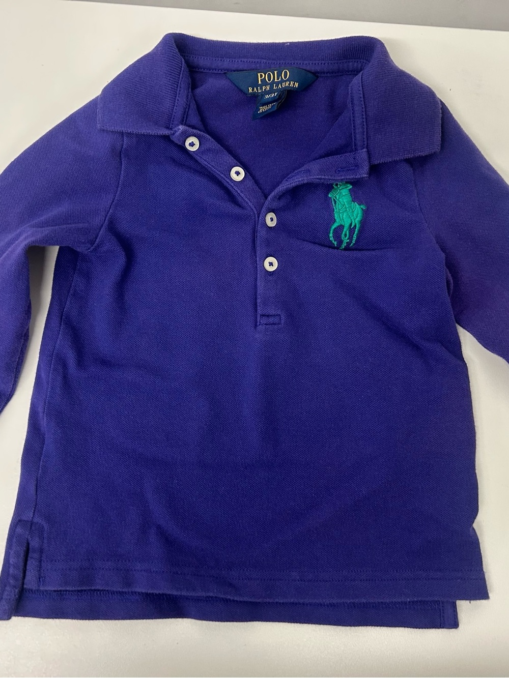 Polo by Ralph Lauren Kids Long-Sleeve Polo - Purple with Green Logo